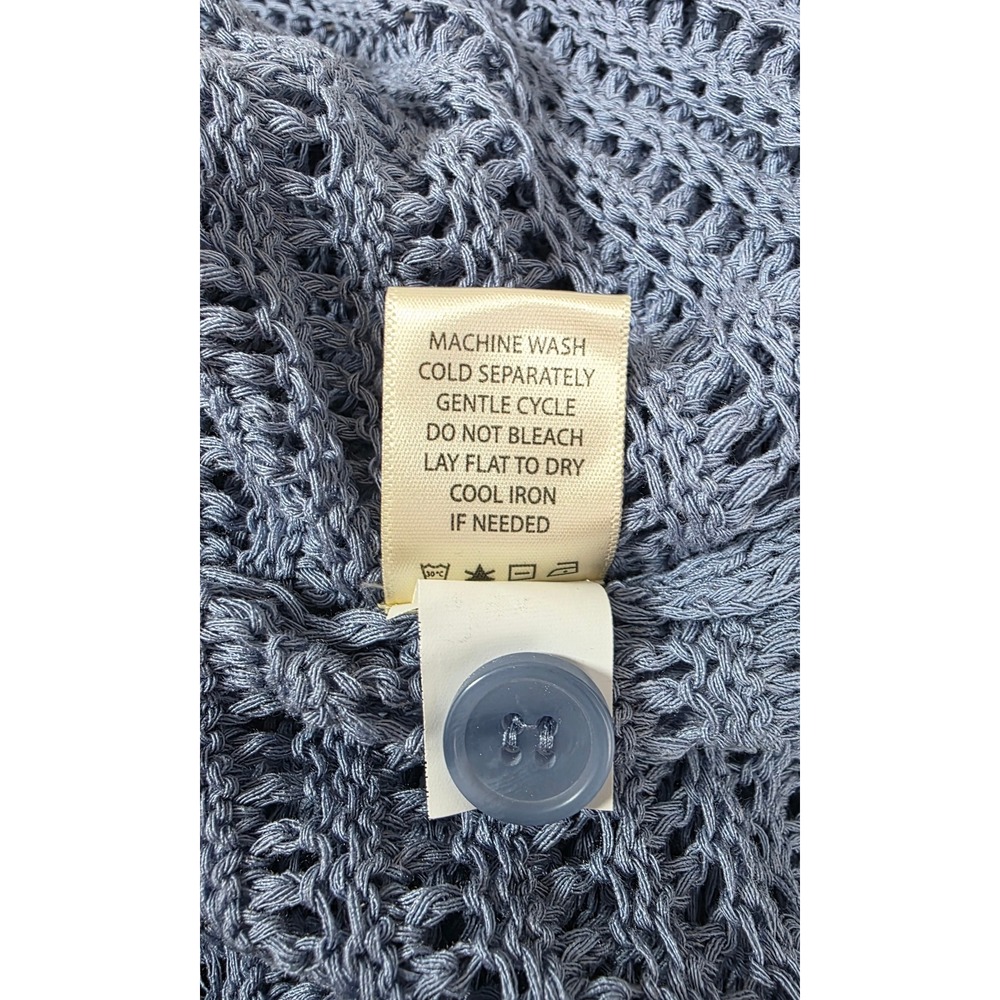Max Studio London Size 3X Blue Lyocell Blend Open Crochet Button-Up Cardigan - Picture 10 of 10